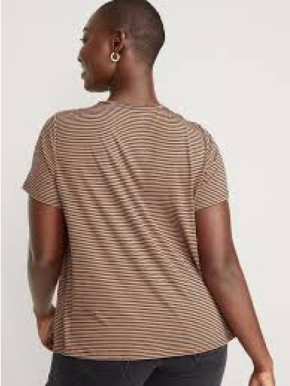 Old Navy Brown and Brown Striped Short-Sleeve Tee